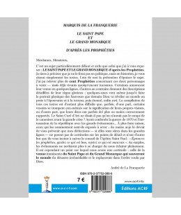 LE SAINT PAPE ET LE GRAND MONARQUE d'après les Prophéties