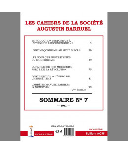 Les cahiers de la Société Augustin Barruel - Cahier Barruel N° 7