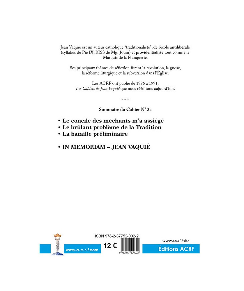 CAHIERS JEAN VAQUIÉ –  CAHIER N°2