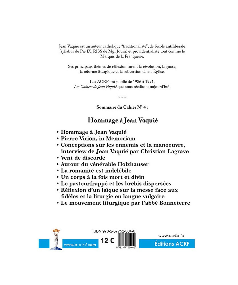 CAHIERS JEAN VAQUIÉ –  CAHIER N°4