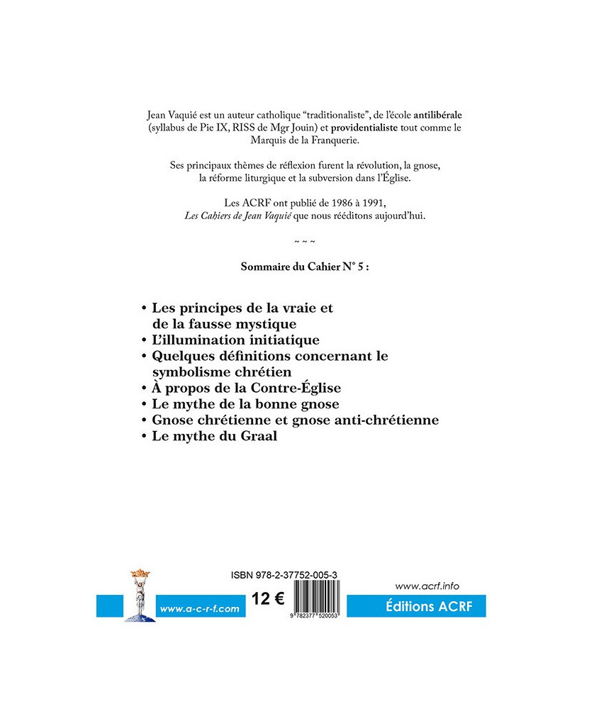 CAHIERS JEAN VAQUIÉ –  CAHIER N°5
